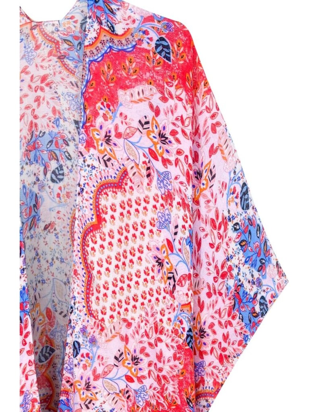 Women B Red Print Viscose Summer Bikini Kimono Bathing And Swimwear Cover Up - Picture 6 of 6